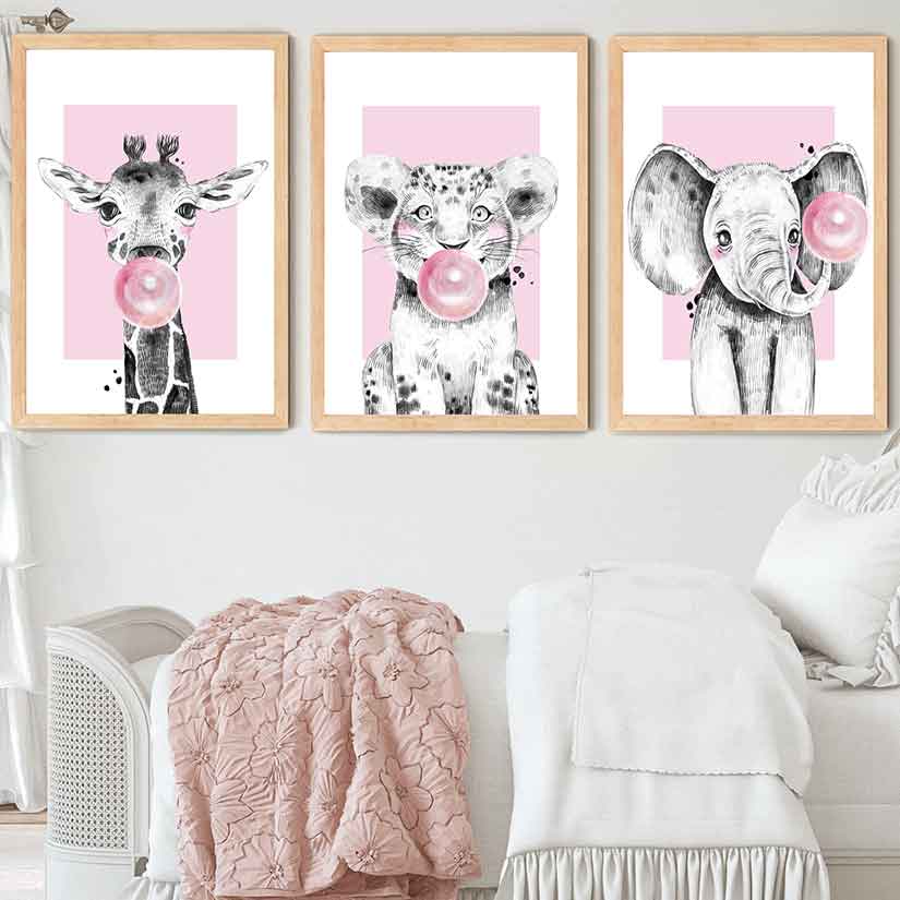 Safari Baby Animal Bubble Gum Prints