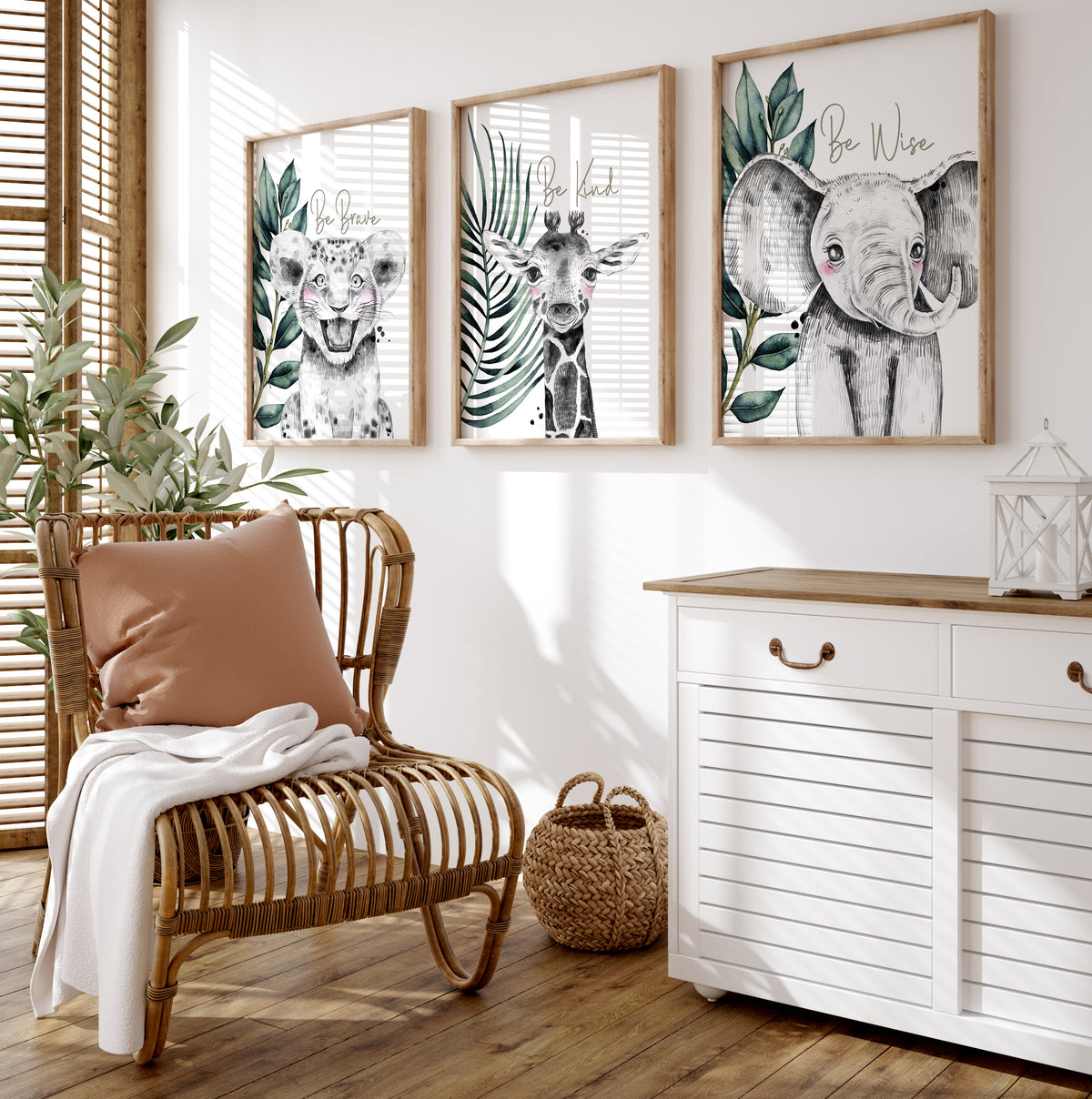 Safari Animals Nursery Prints, Kids Bedroom Wall Art