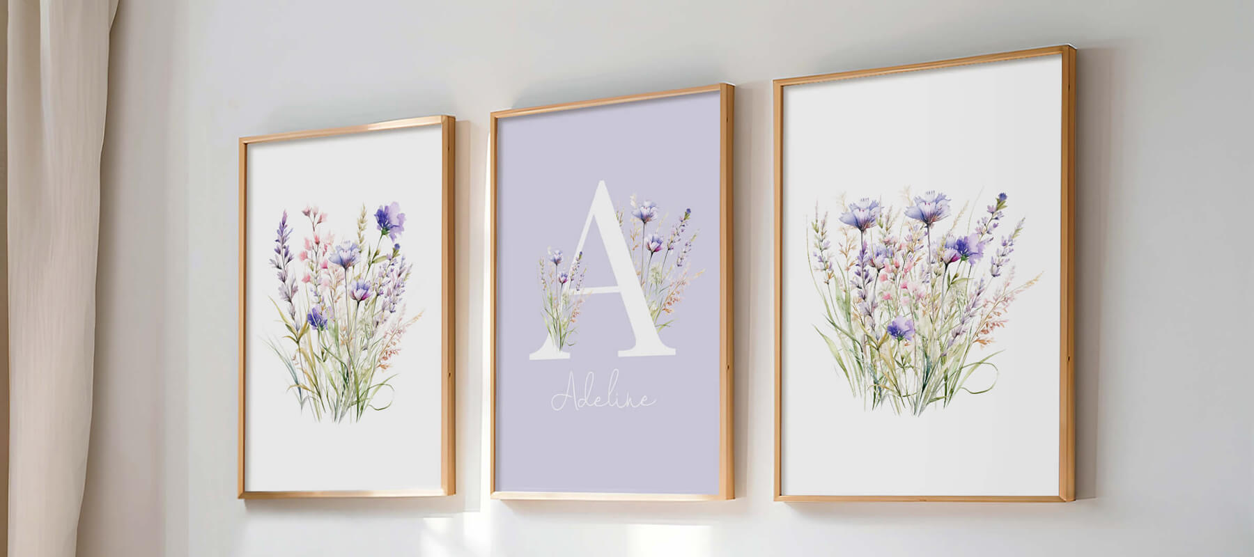 Set of three girls personalised prints