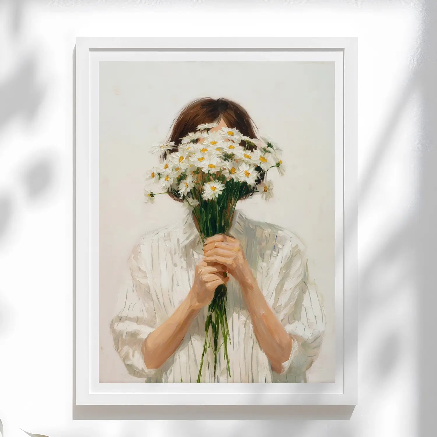 absabstract female portrait woman holding flowers