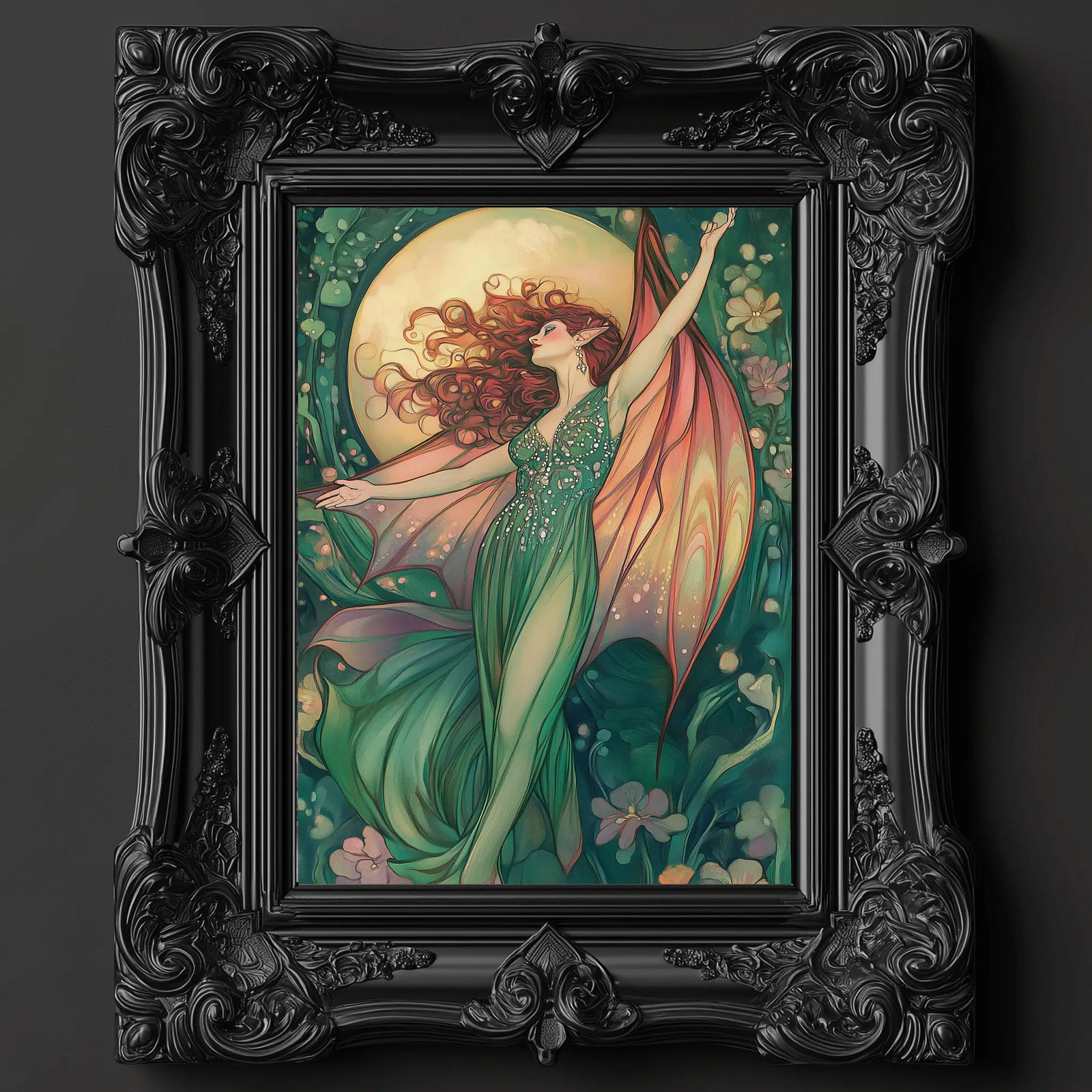 Fantasy art featuring fairies and bat-inspired women in a dark, mythical style, printed and shipped within Australia