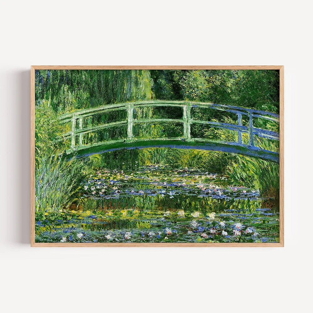 Claude Monet Water Lilies and Japanese Bridge art print – impressionist garden landscape wall art