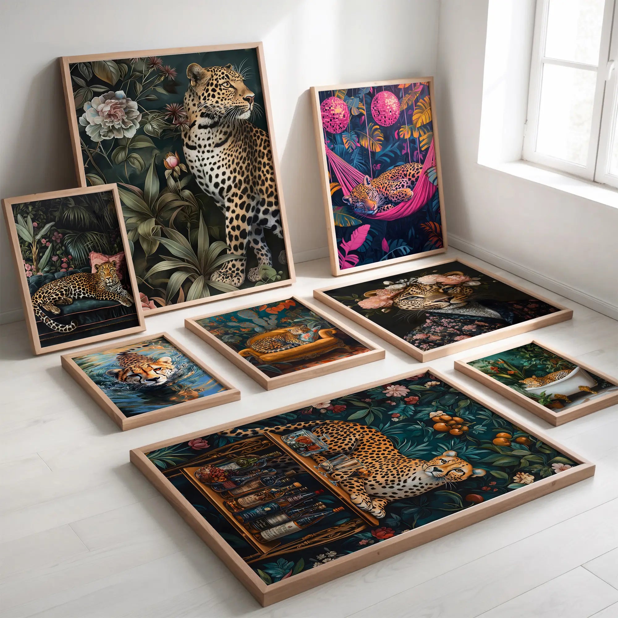 Gallery Image of our Leopard art prints maximalist eclectic designs wall art prints
