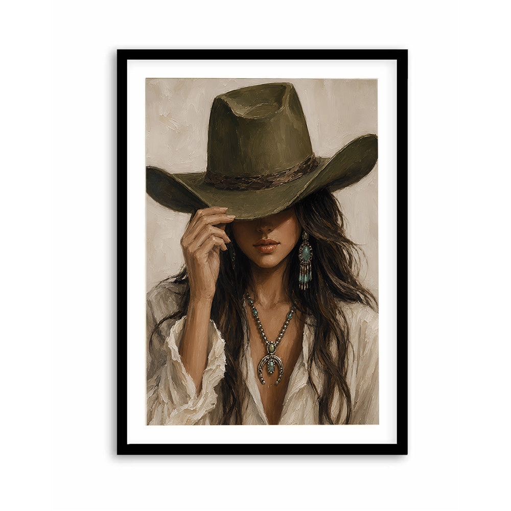 Modern cowgirl wall art collection featuring western woman portraits and contemporary western decor
