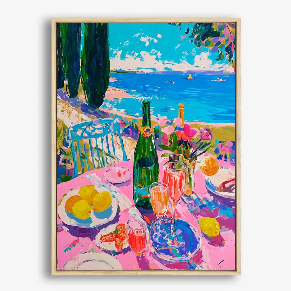 Matisse-style wall art print. Featuring a coastal celebration, a bright coastal day, and a breathtaking view of sailboats on the sea