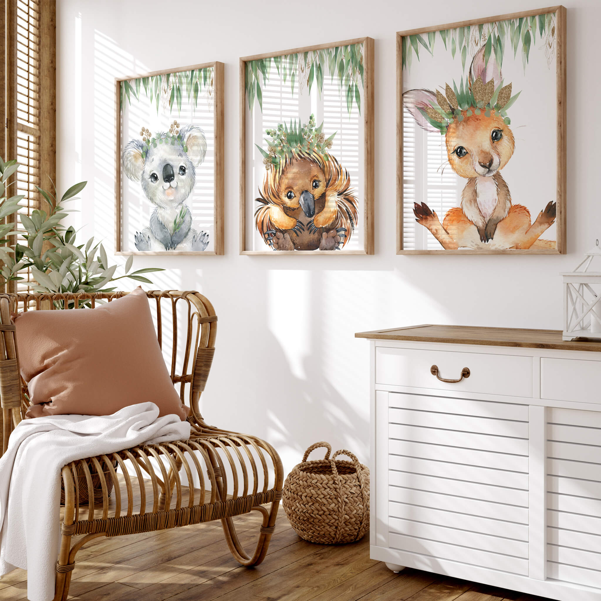 Australian Animals Girls Wall Prints Nursery Decor