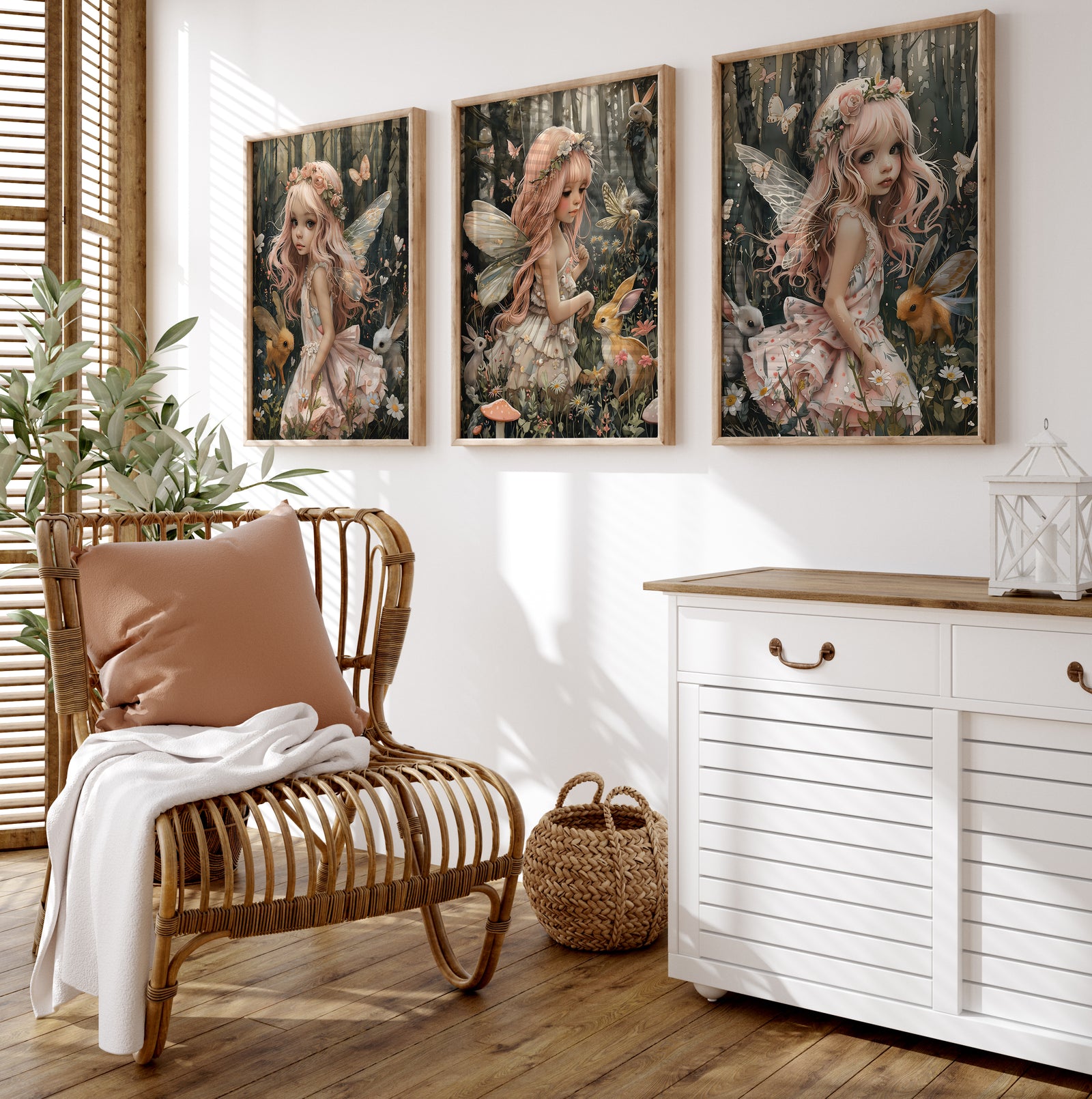 set of three fairy wall prints