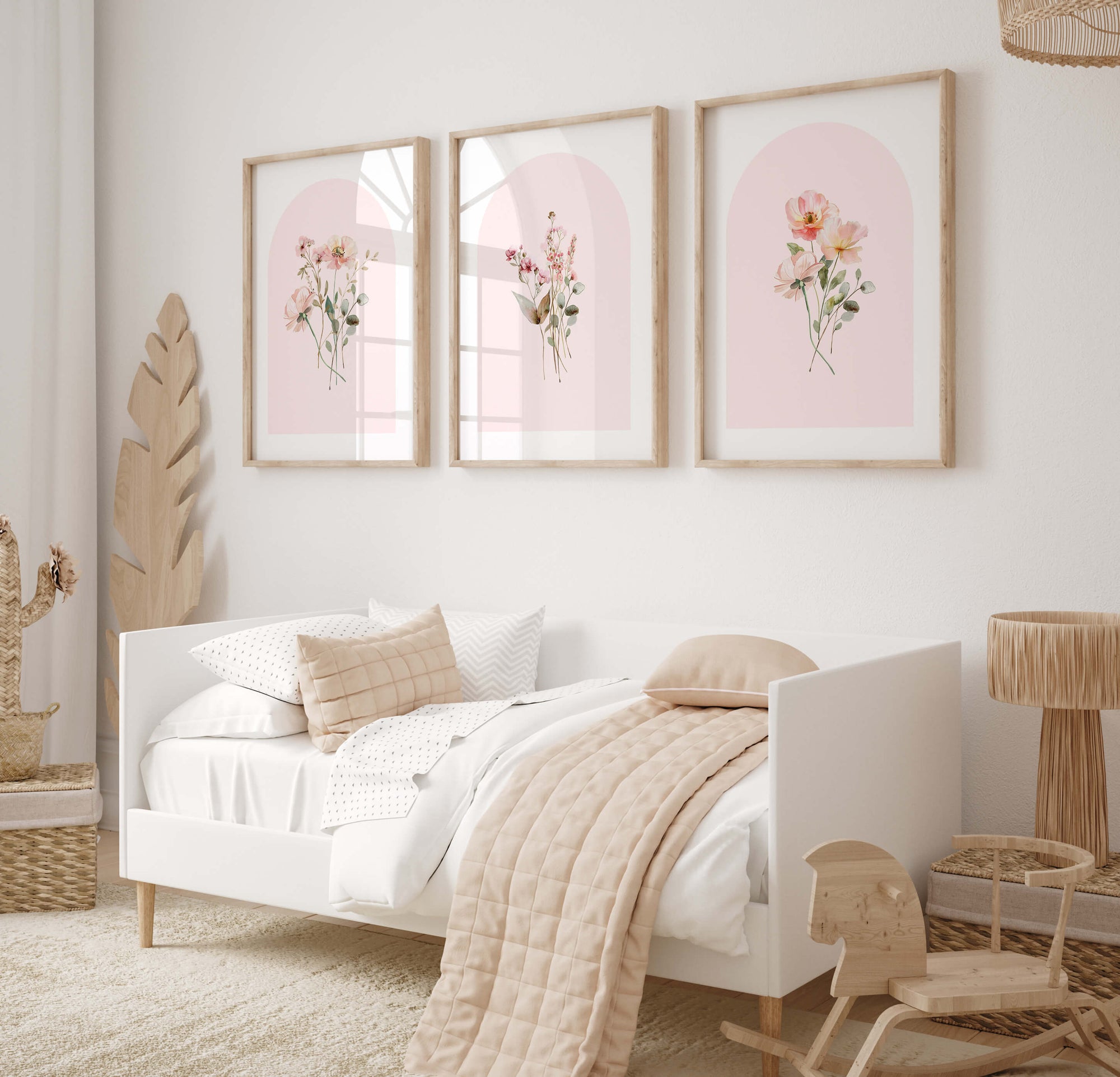 Pastel pink Floral Nursery wall prints
