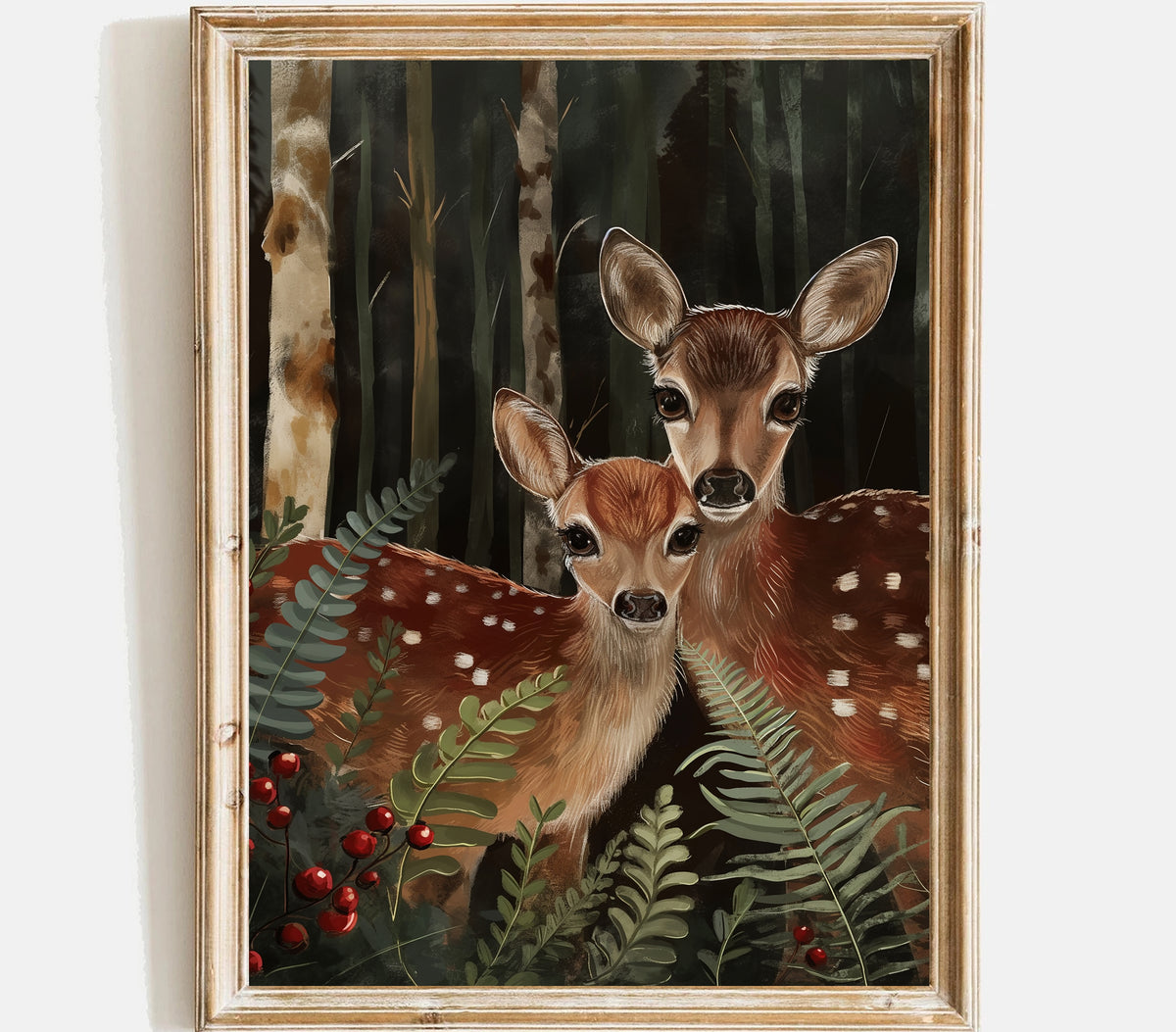 Deer woodland Wall Print - Nursery wall art