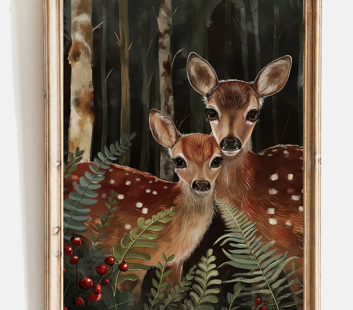 Deer woodland Wall Print - Nursery wall art