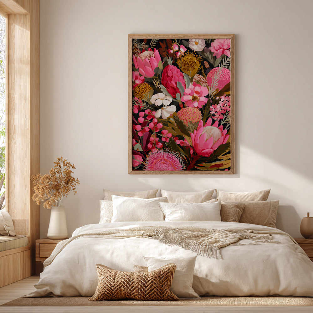 Australian banksia floral wall art print
