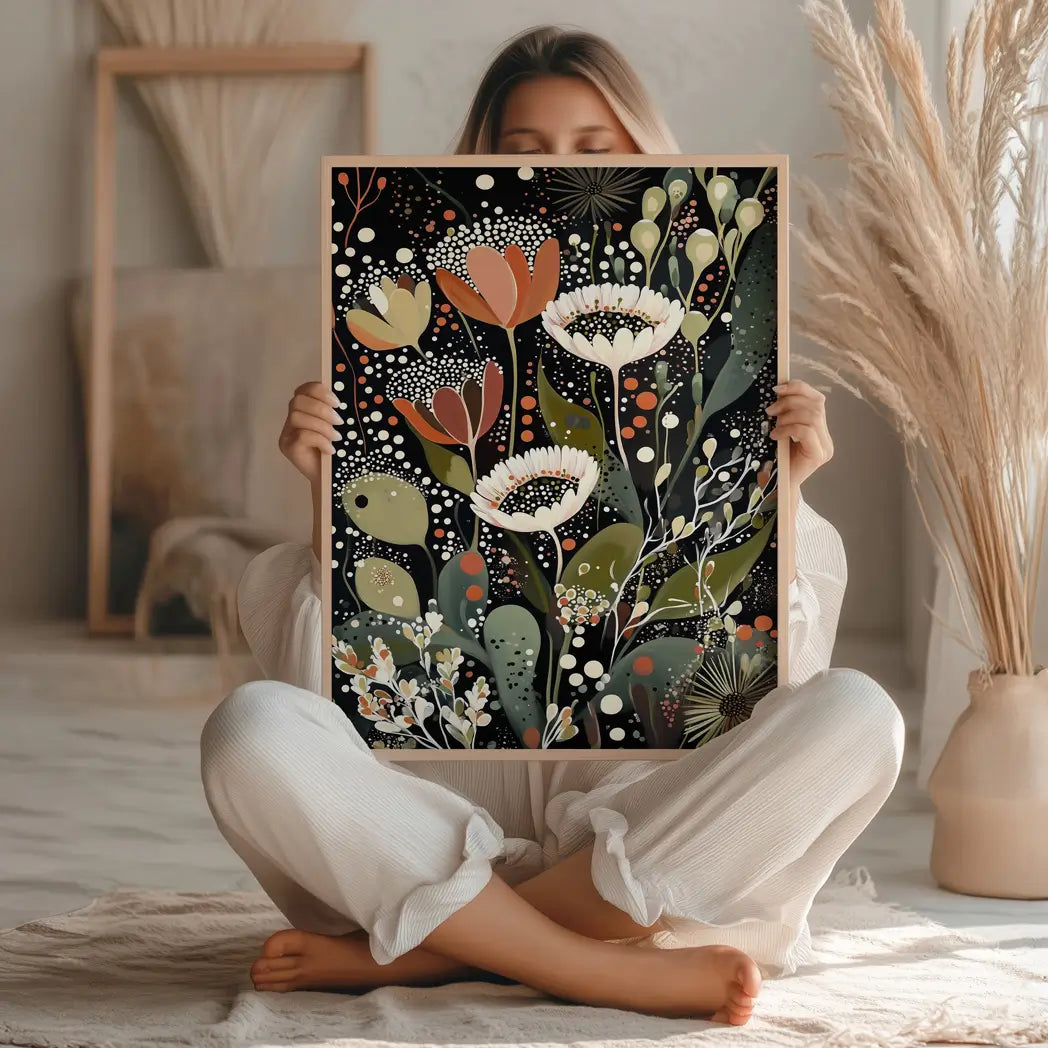 Earthy Australian floral and fauna botanical wall art print