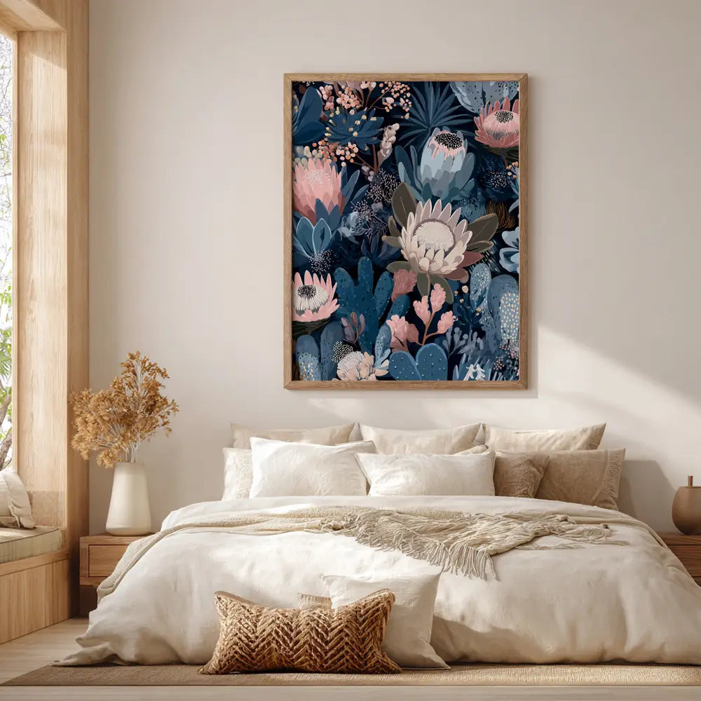 Blue Native banksia botanical wall art