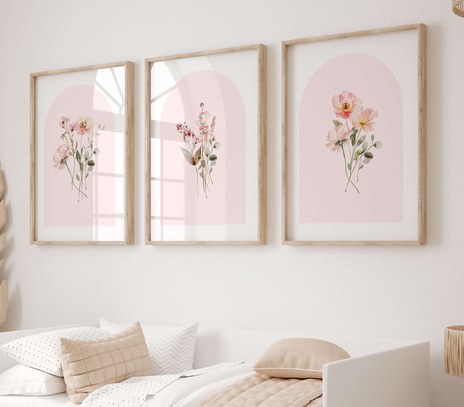 Pastel pink Floral Nursery wall prints