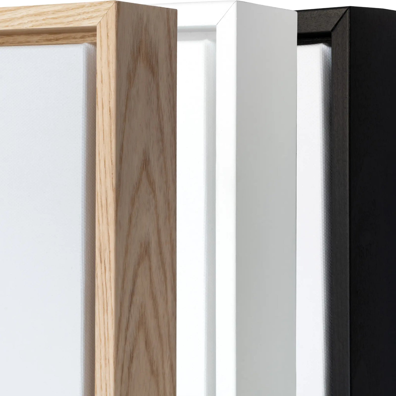 Framed canvas in white oak or black