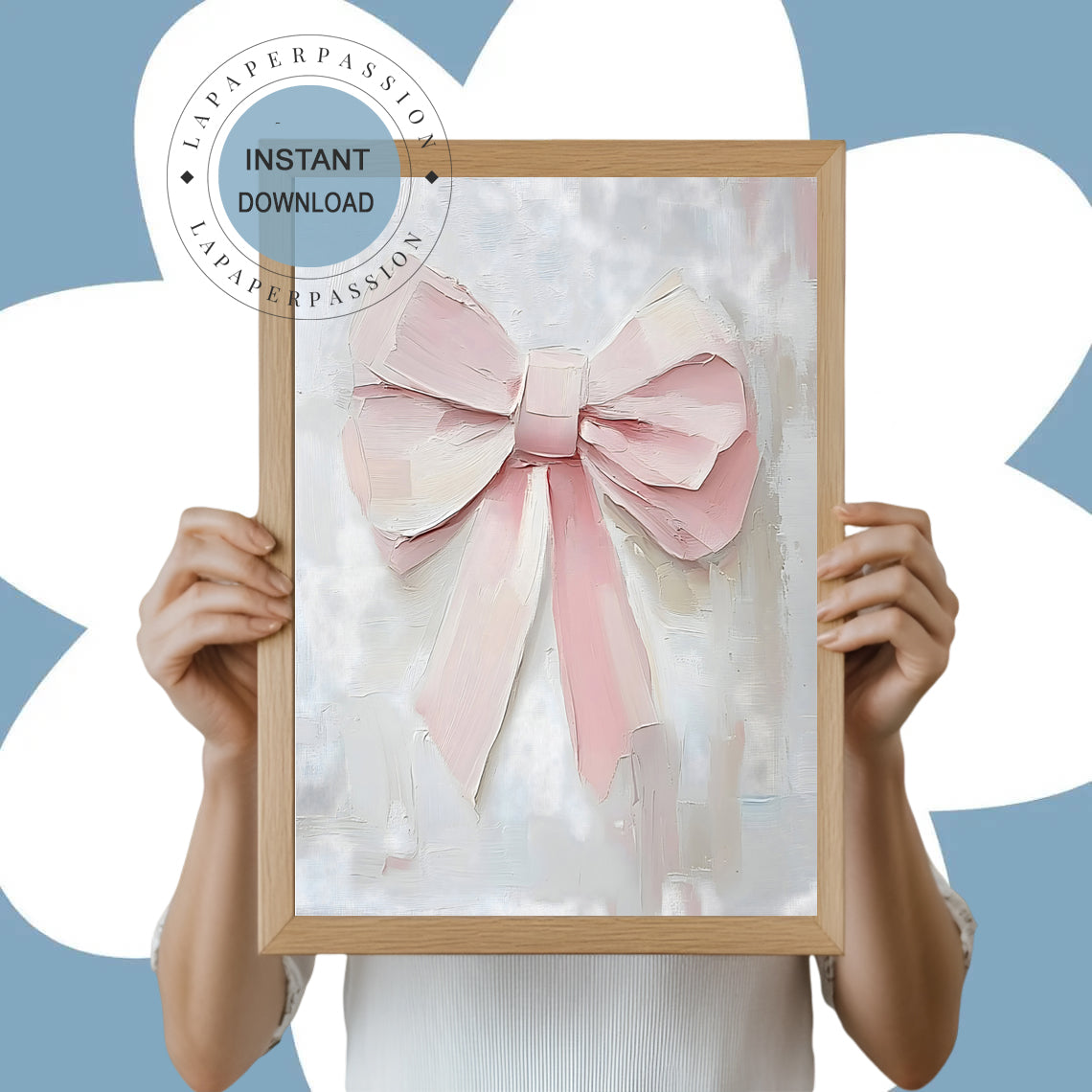 Pink Coquette Bow print on a grey ol based background digital print