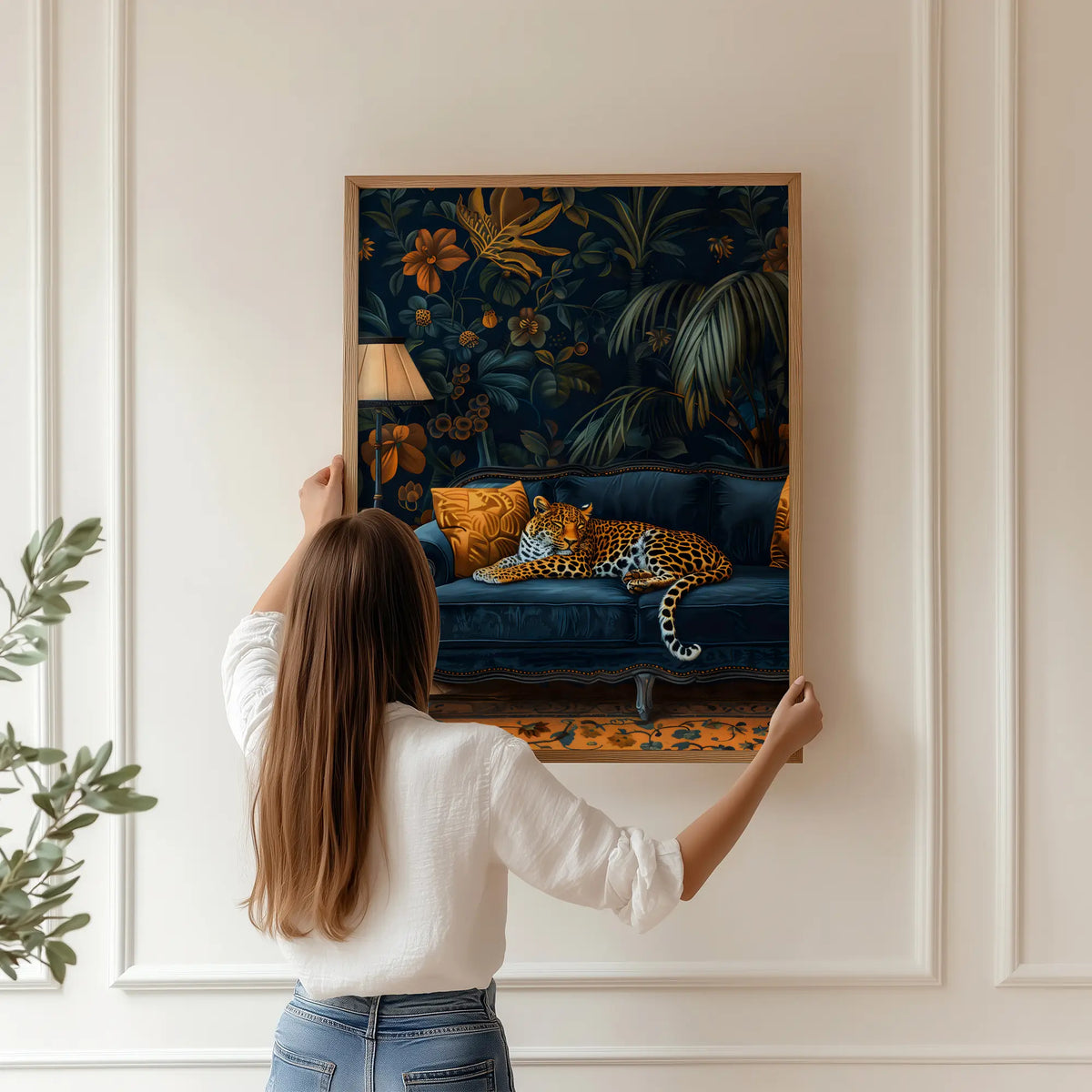 Elegant modern leopard wall art print for stylish interiors