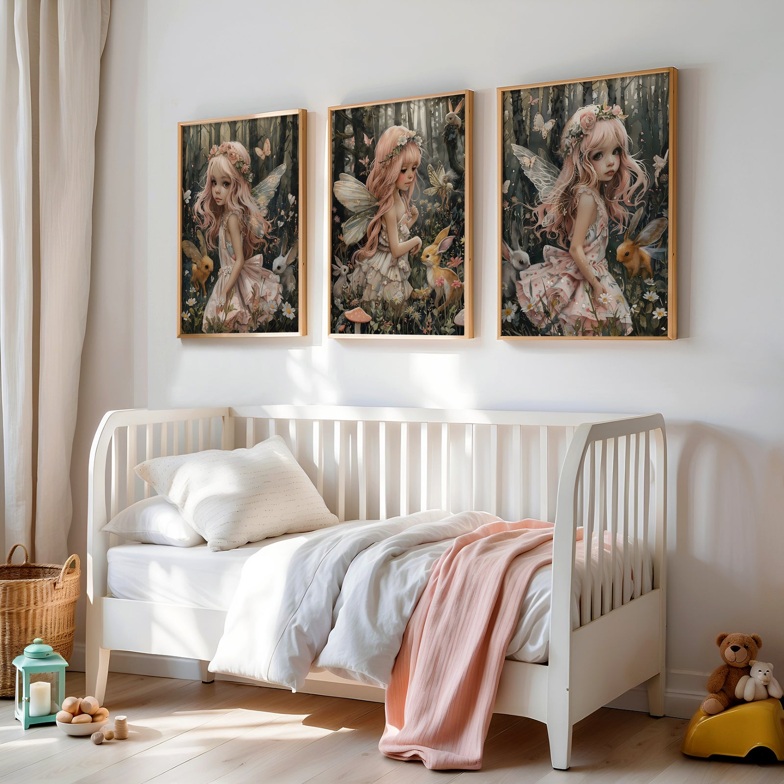 set of three fairy wall prints