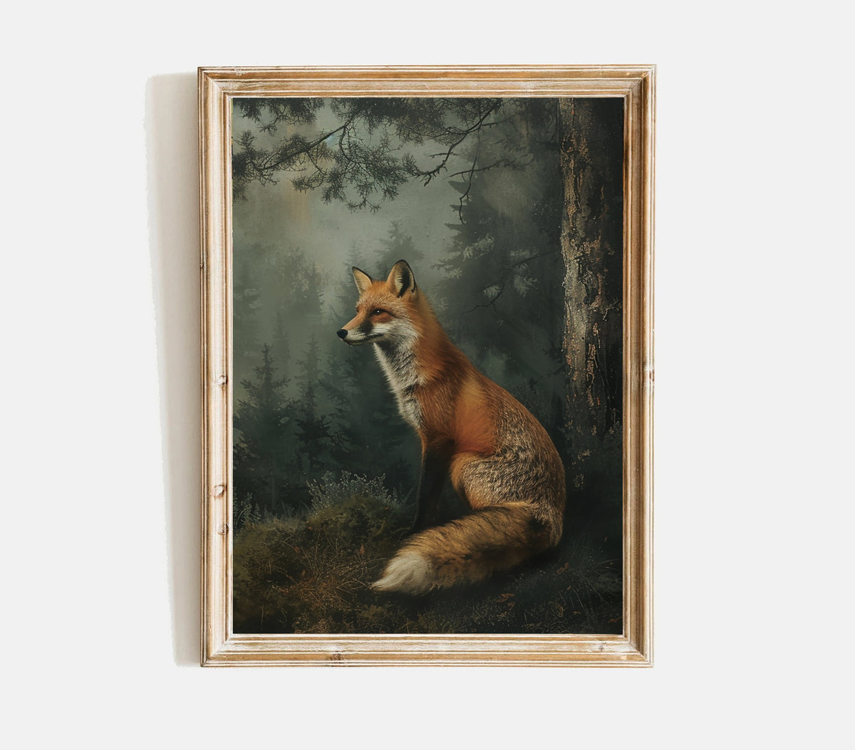 Vintage Fox Print, Woodland Wall Art, Red Fox