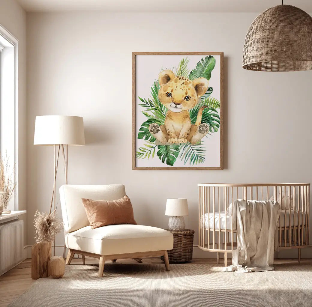 Safari Cub Jungle Print for Kids Nursery Wall Art