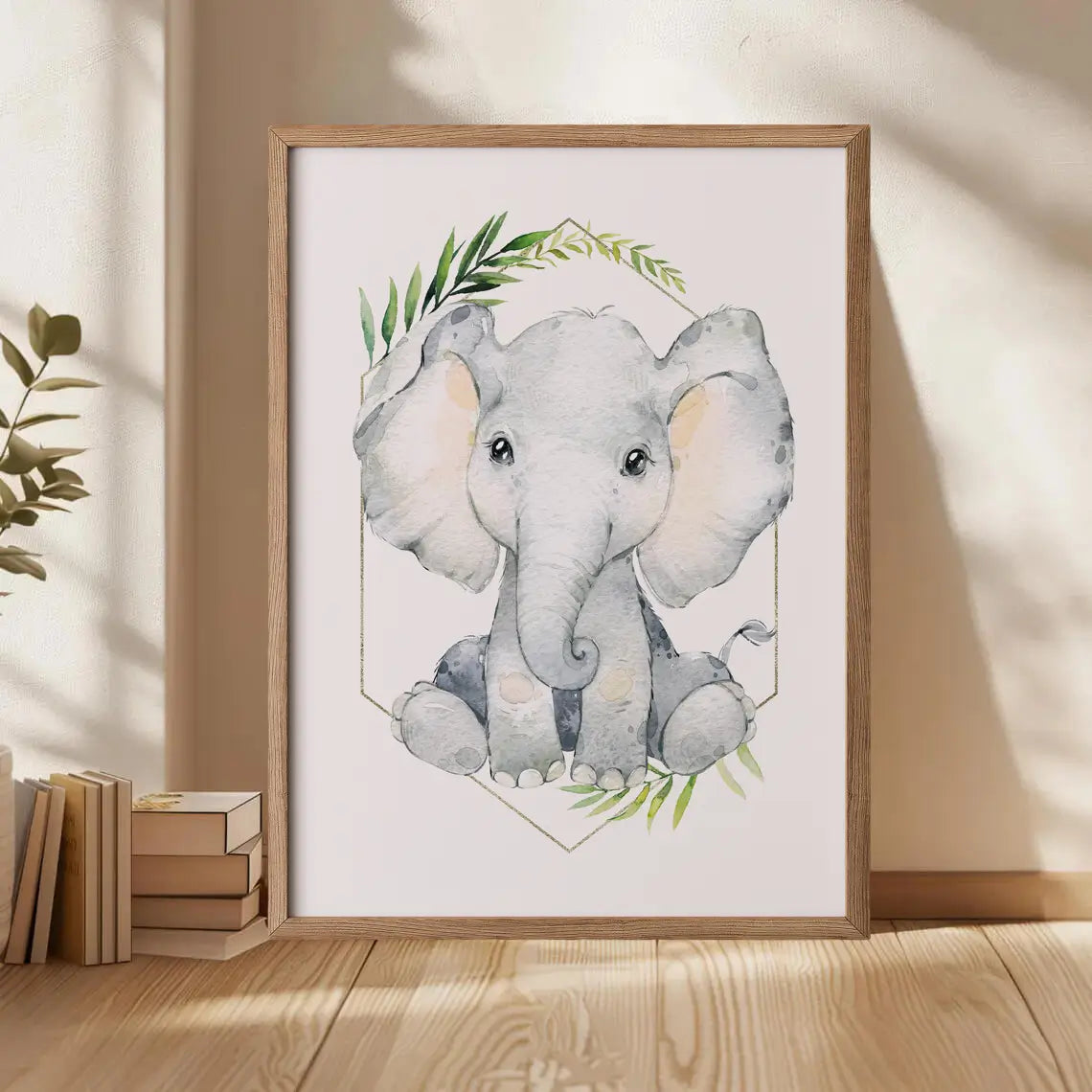 Tropical Jungle Elephant Artwork – Safari Animal Nursery Decor