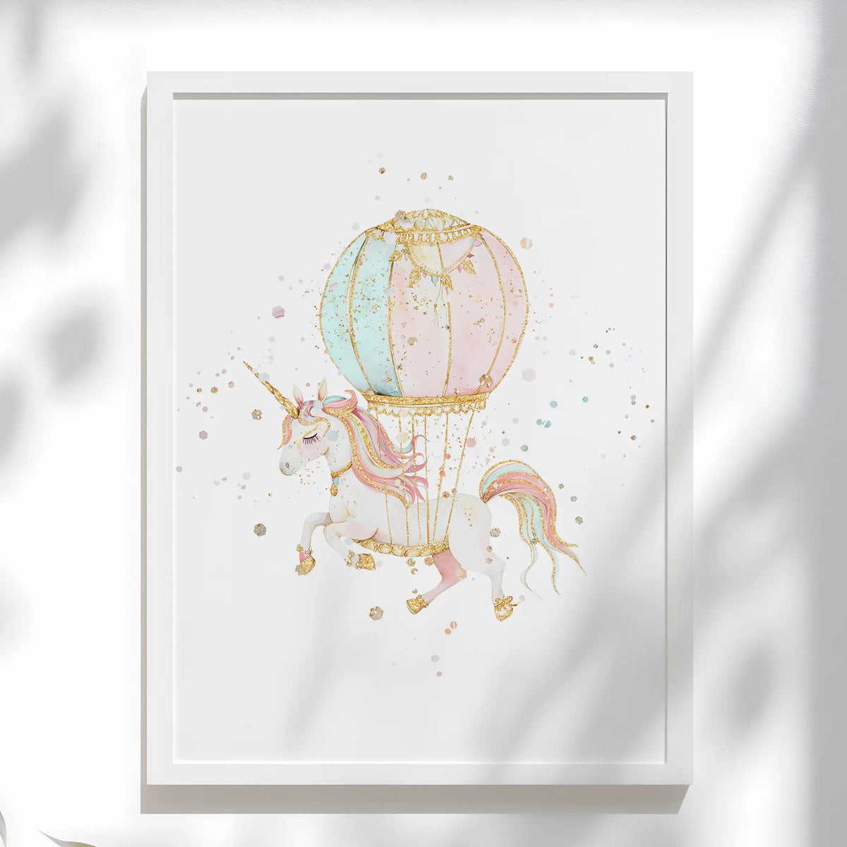 Pastel unicorn wall art for girls nursery and kids room