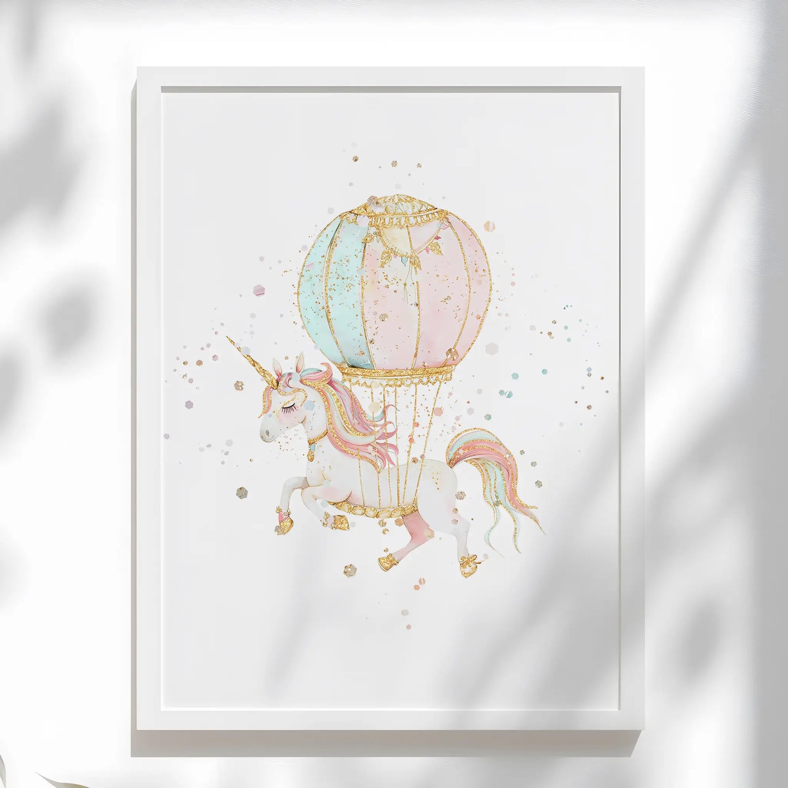 Pastel unicorn wall art for girls nursery and kids room