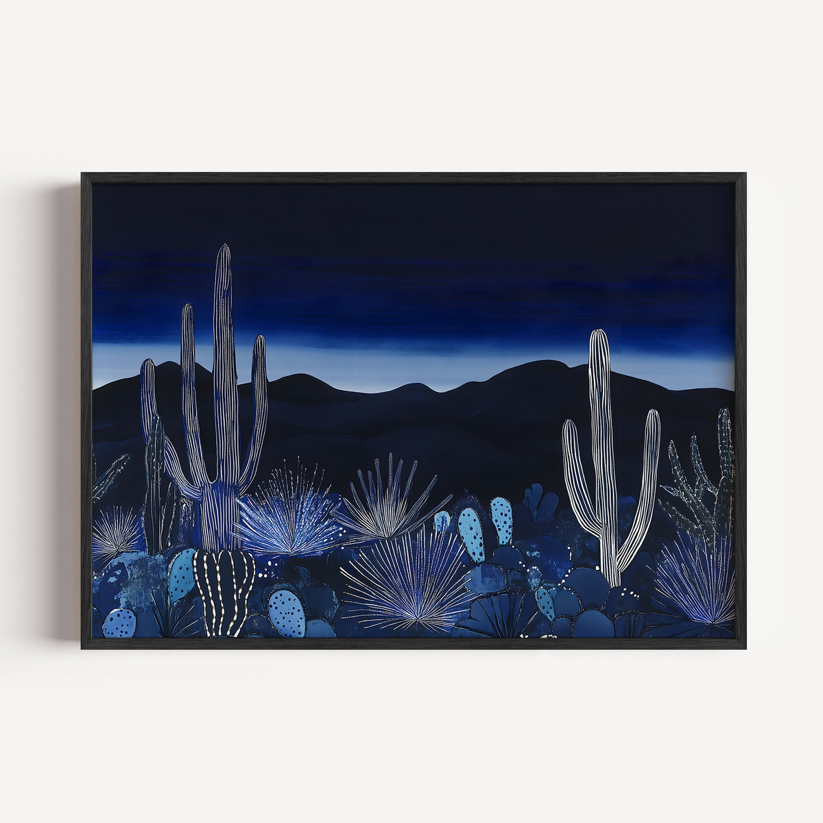 Nighttime desert landscape print capturing tranquil southwestern scenery.
