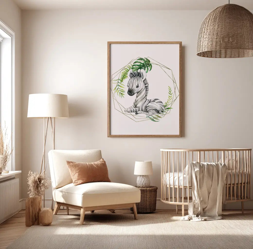 Zebra Safari Jungle Print for Kids Nursery Wall Art