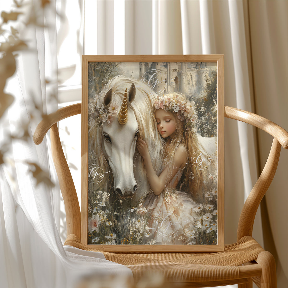 Girl hugging unicorn