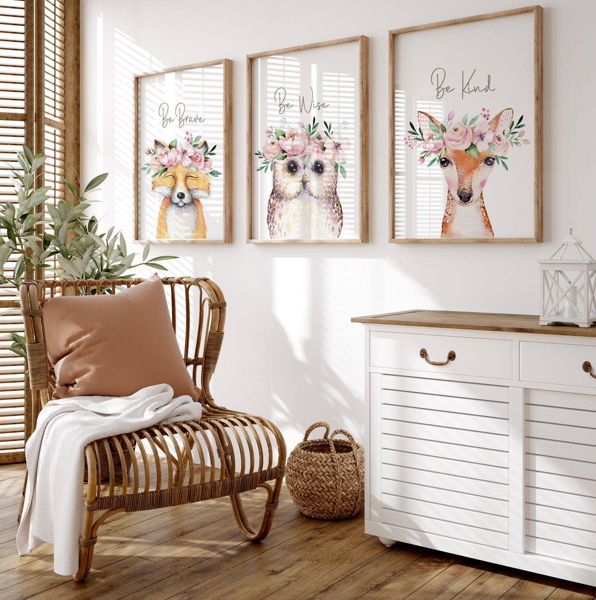 Girls Woodland Animal Wall Art Prints - Nursery prints