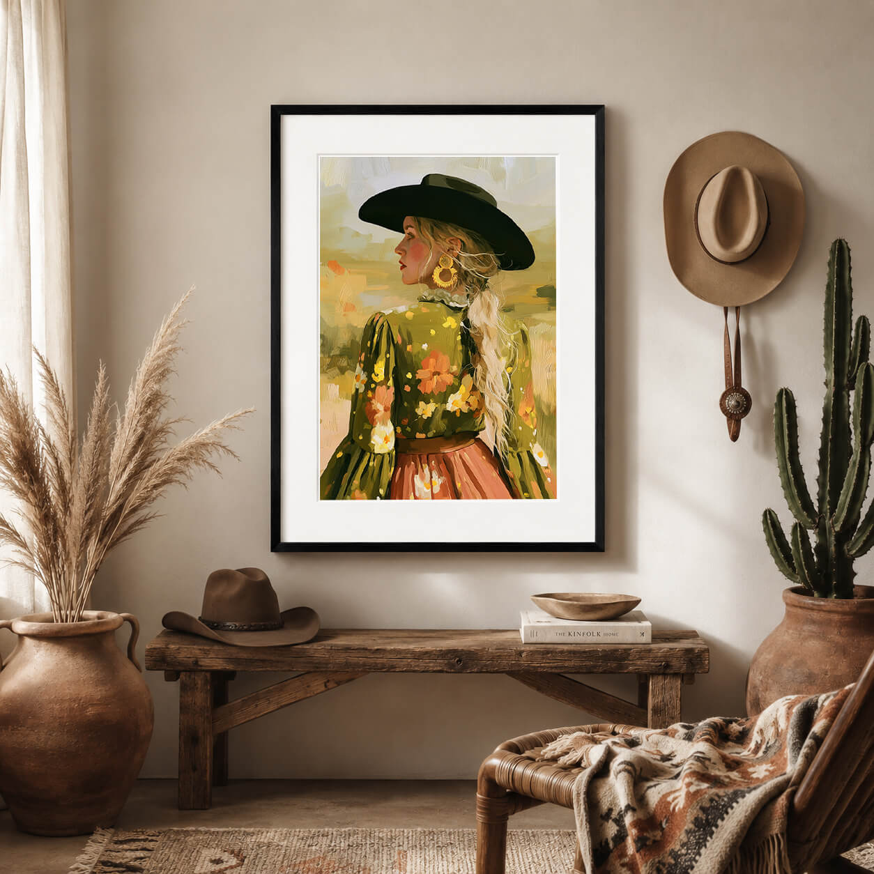 Southwestern cowgirl print in modern western style