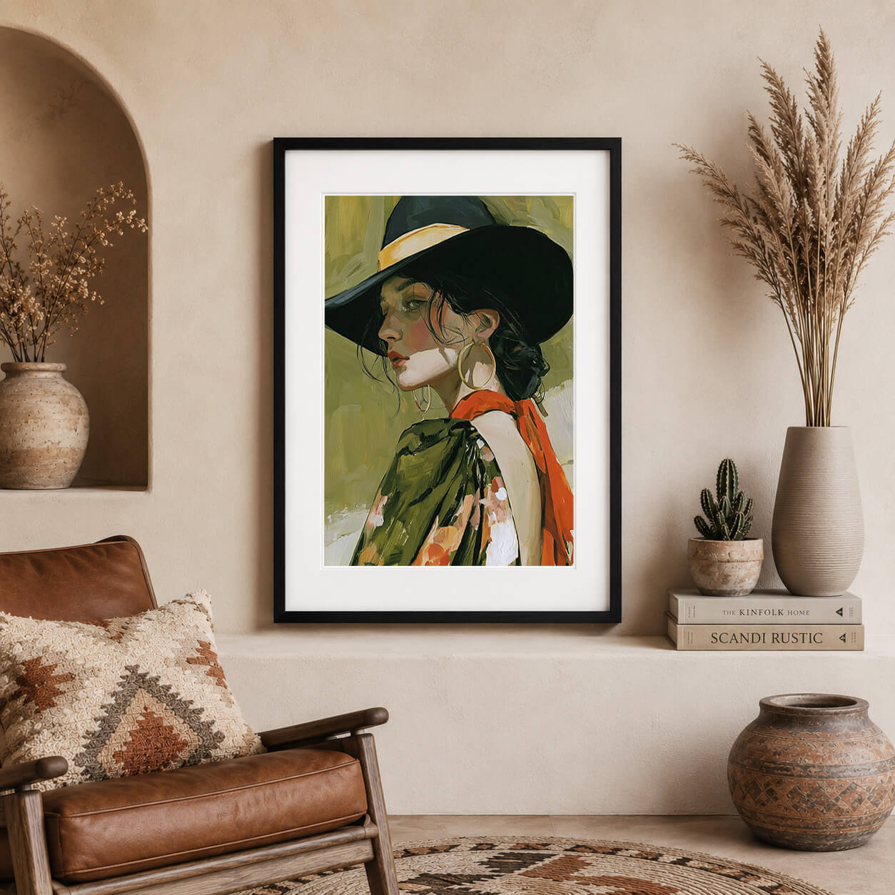 Modern cowgirl wall art featuring western woman portrait