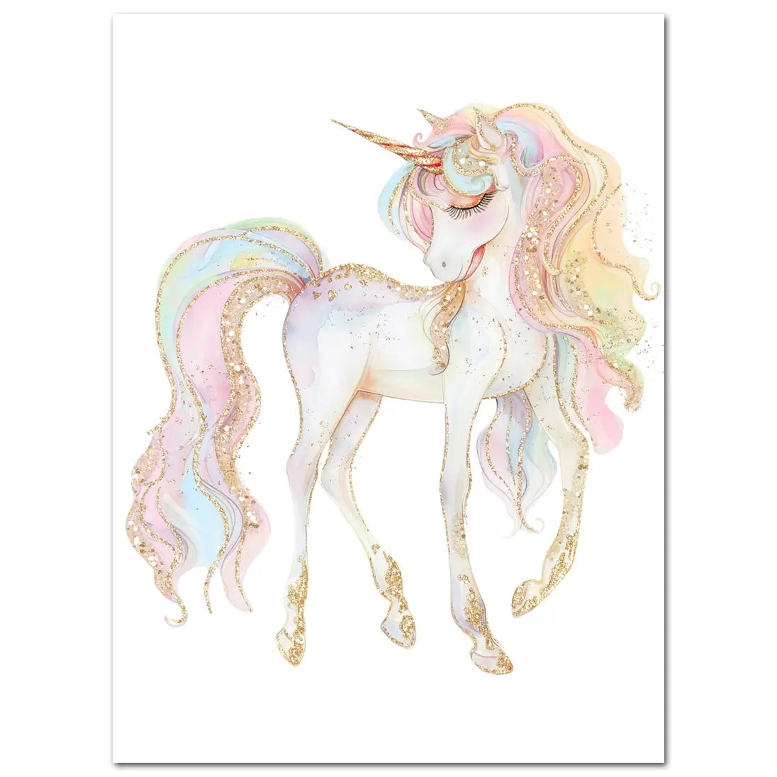 Rainbow Sparkle Unicorn Wall Print | Girls Room Art