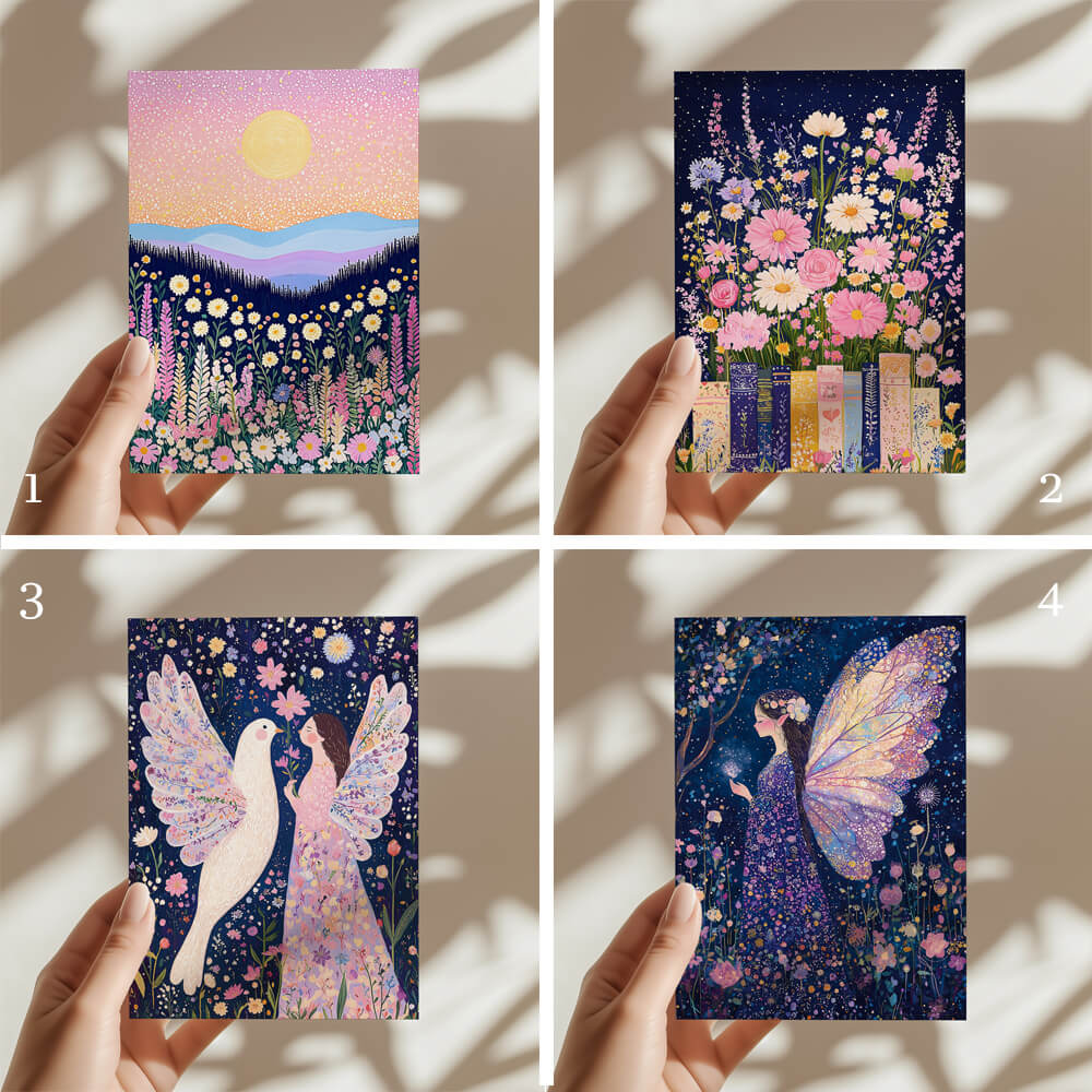 Girls Floral Wall Art A5 Prints Bedroom Decor Mix and Match Set