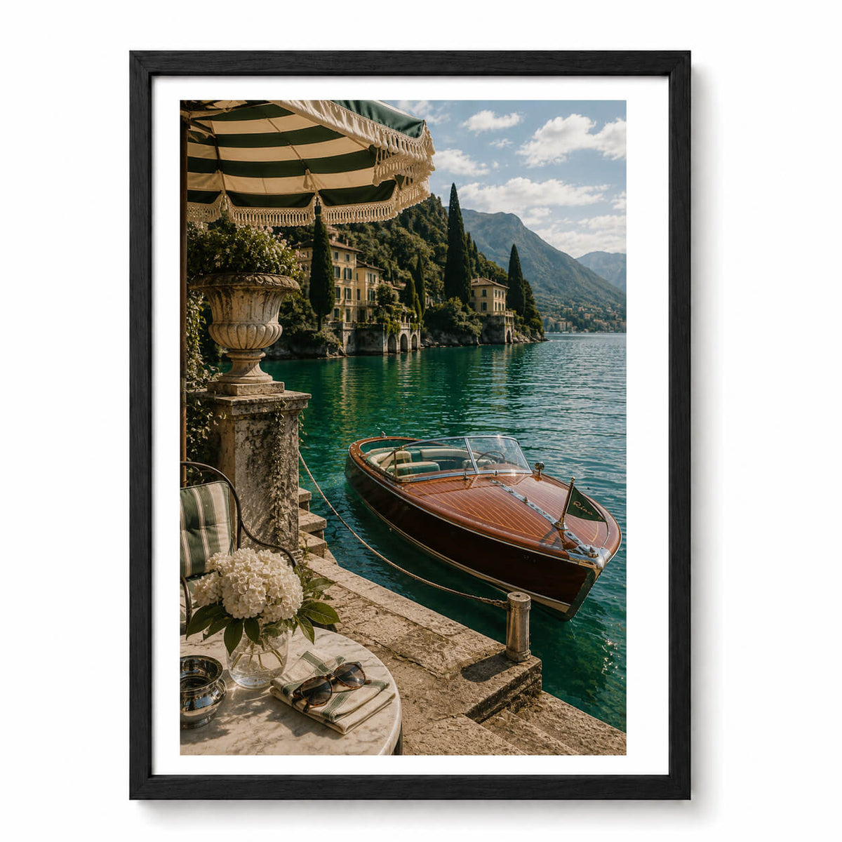 Italian Coastal Print Lake Como Luxury Landscape Mediterranean Home Wall Decor