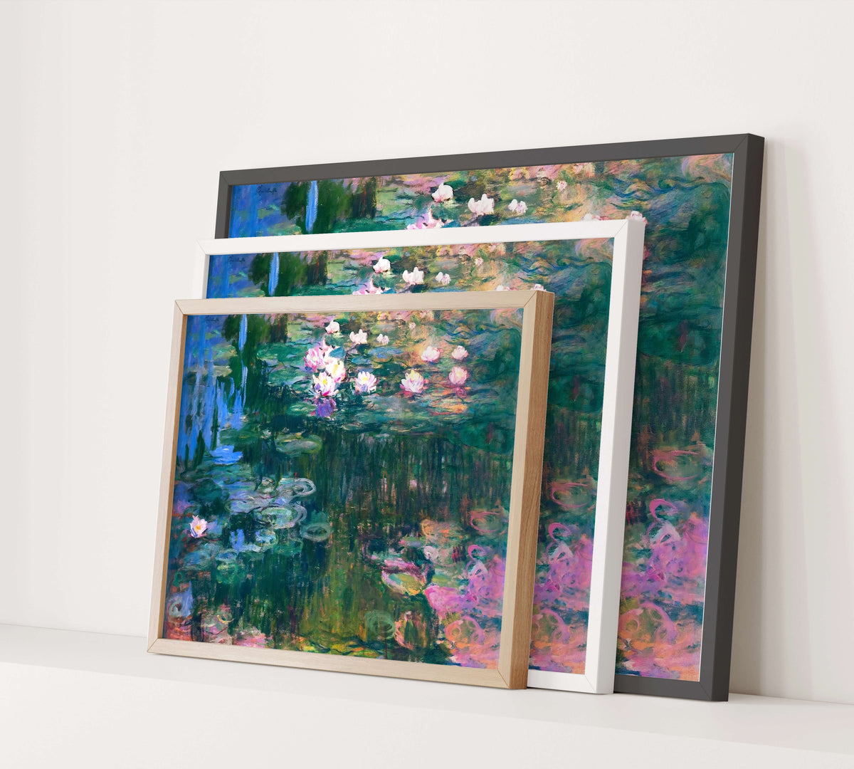 claude monet in frames in black oak or white