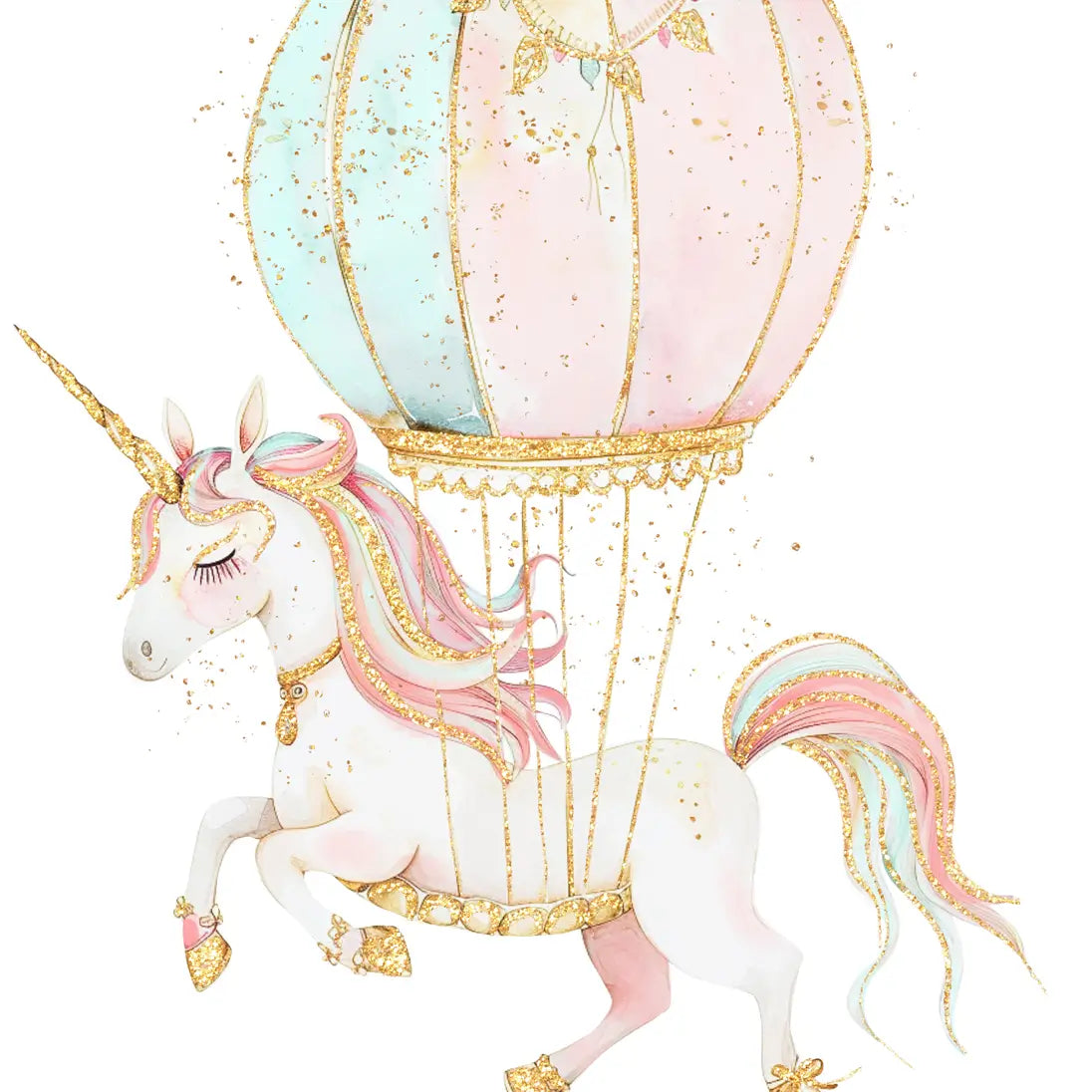 Girls unicorn nursery wall art with personalised name print