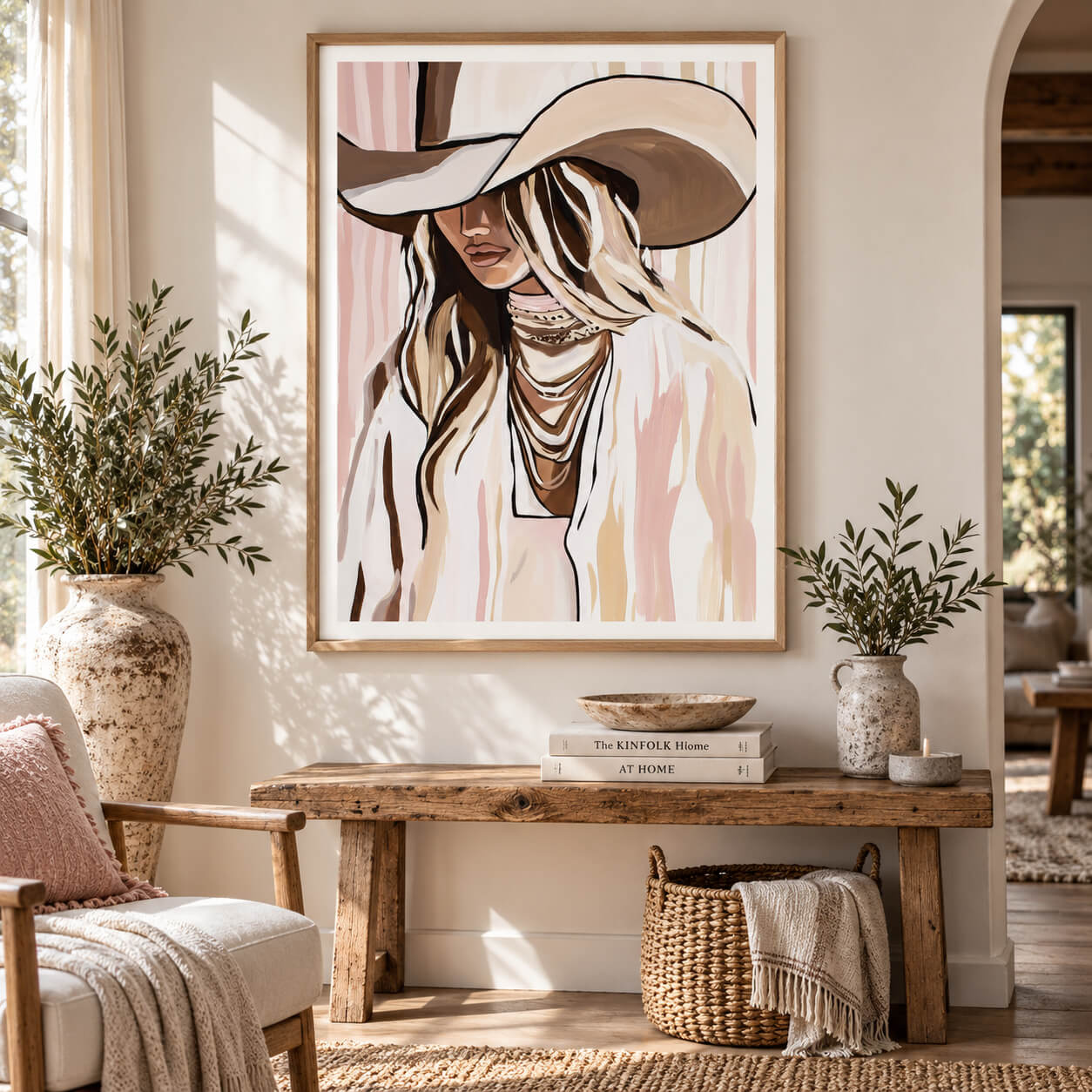 pink and beige choocolate brown modern cowgirl print hat and scarf