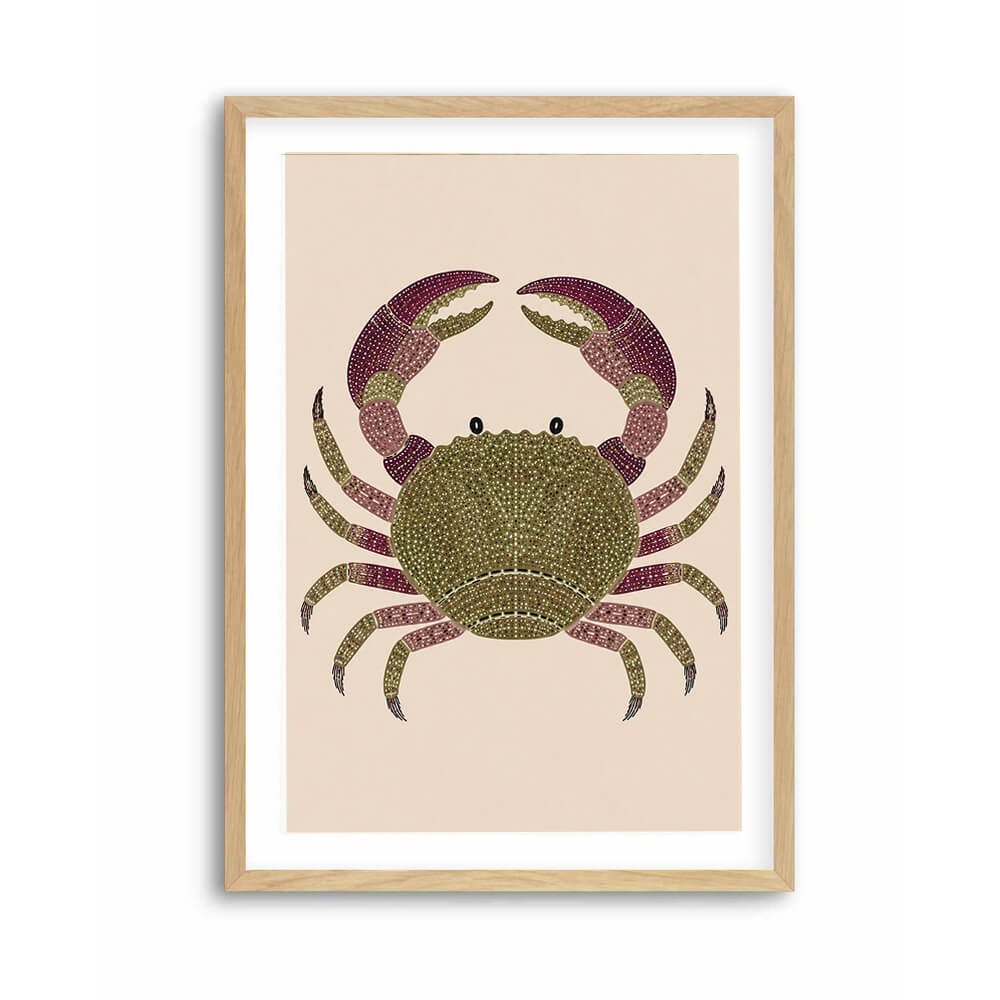 Olive green crab wall decor for coastal home