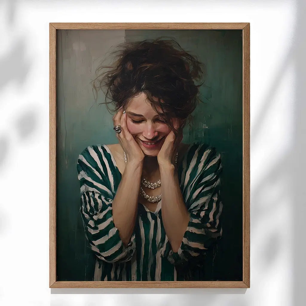 This woman portrait art print features bold emerald green tones in a modern, contemporary style. Perfect as a wall art poster for living rooms, bedrooms, offices, or creative spaces,