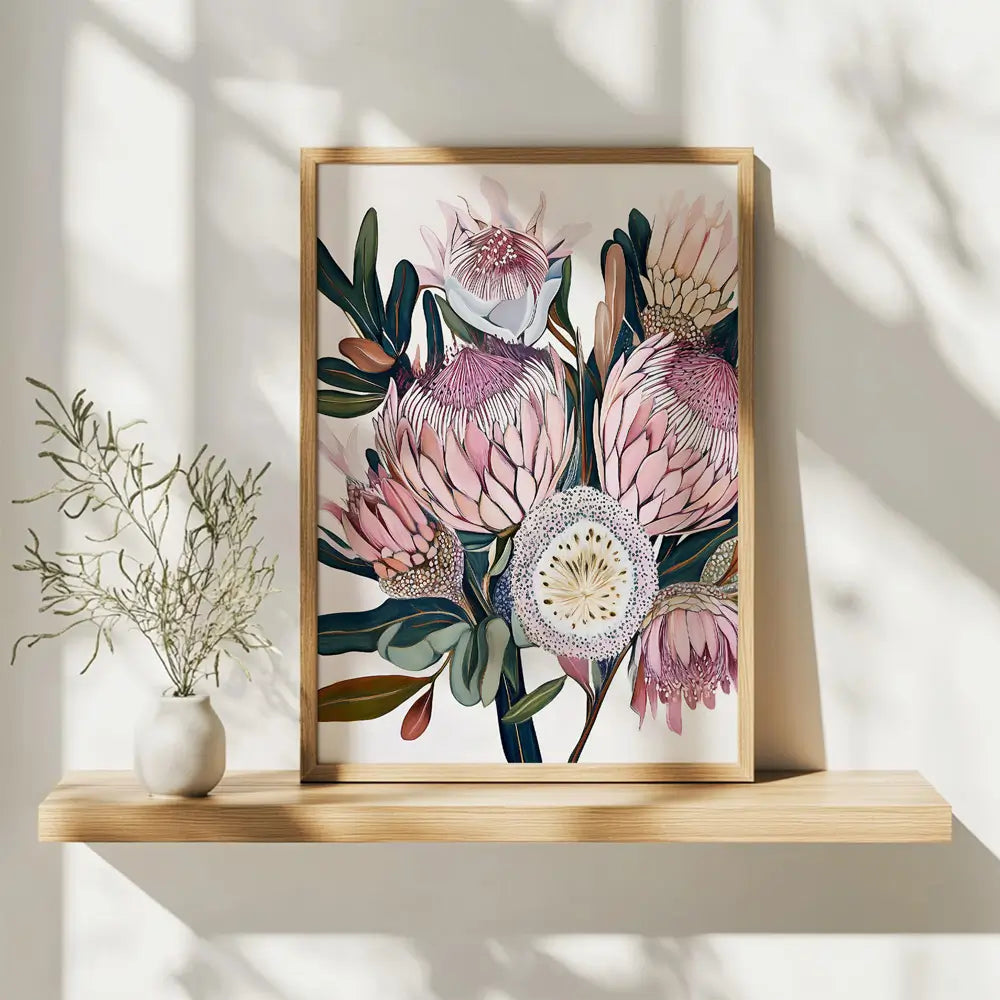 Australian  floral botanical fine art print. Featuring contemporary interpretations of native plants rendered in elegant, understated tones