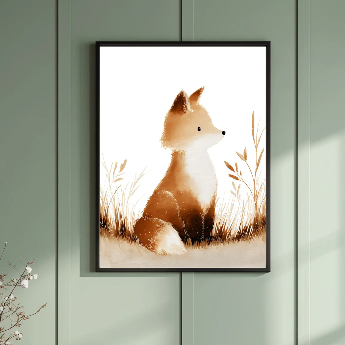fox woodland watercolor