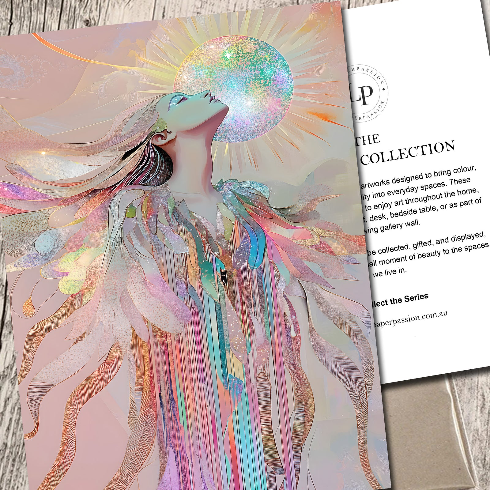 sun goddess A5 art print with golden tones