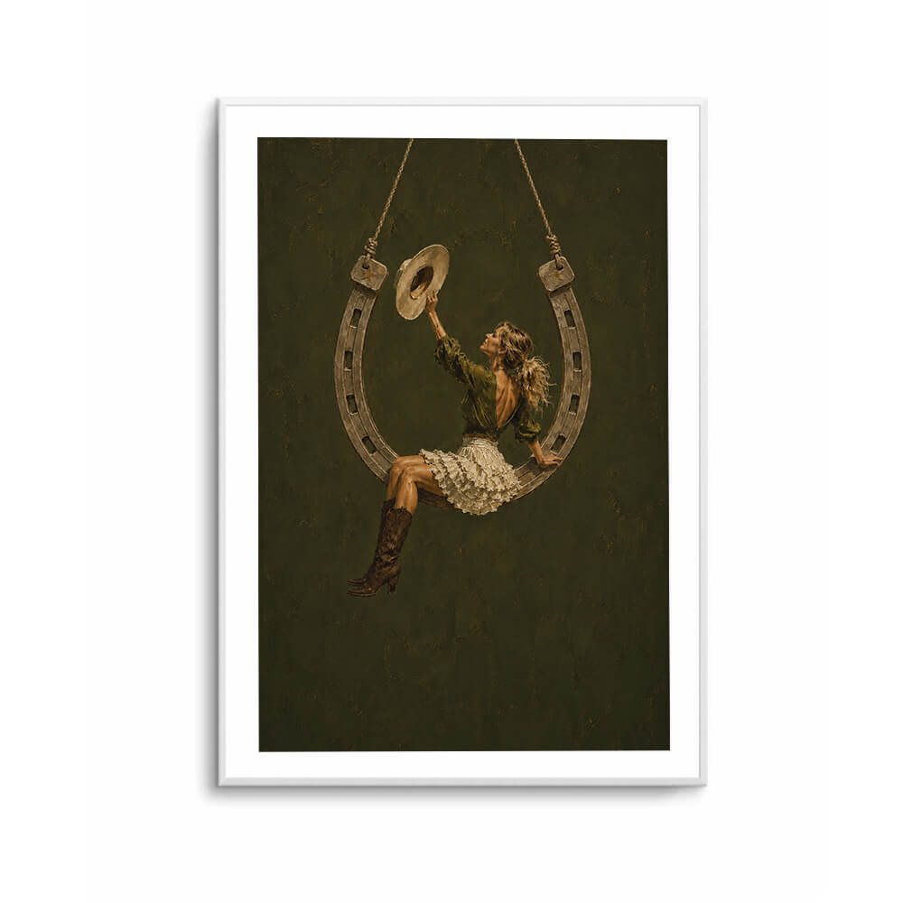 Olive green western decor print for modern country homes