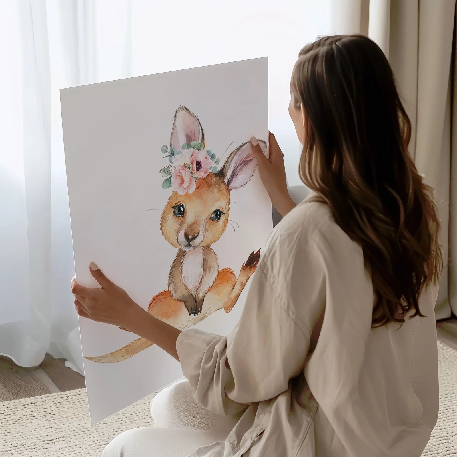 Girls Personalised Nursery Prints – Kangaroo & Koala