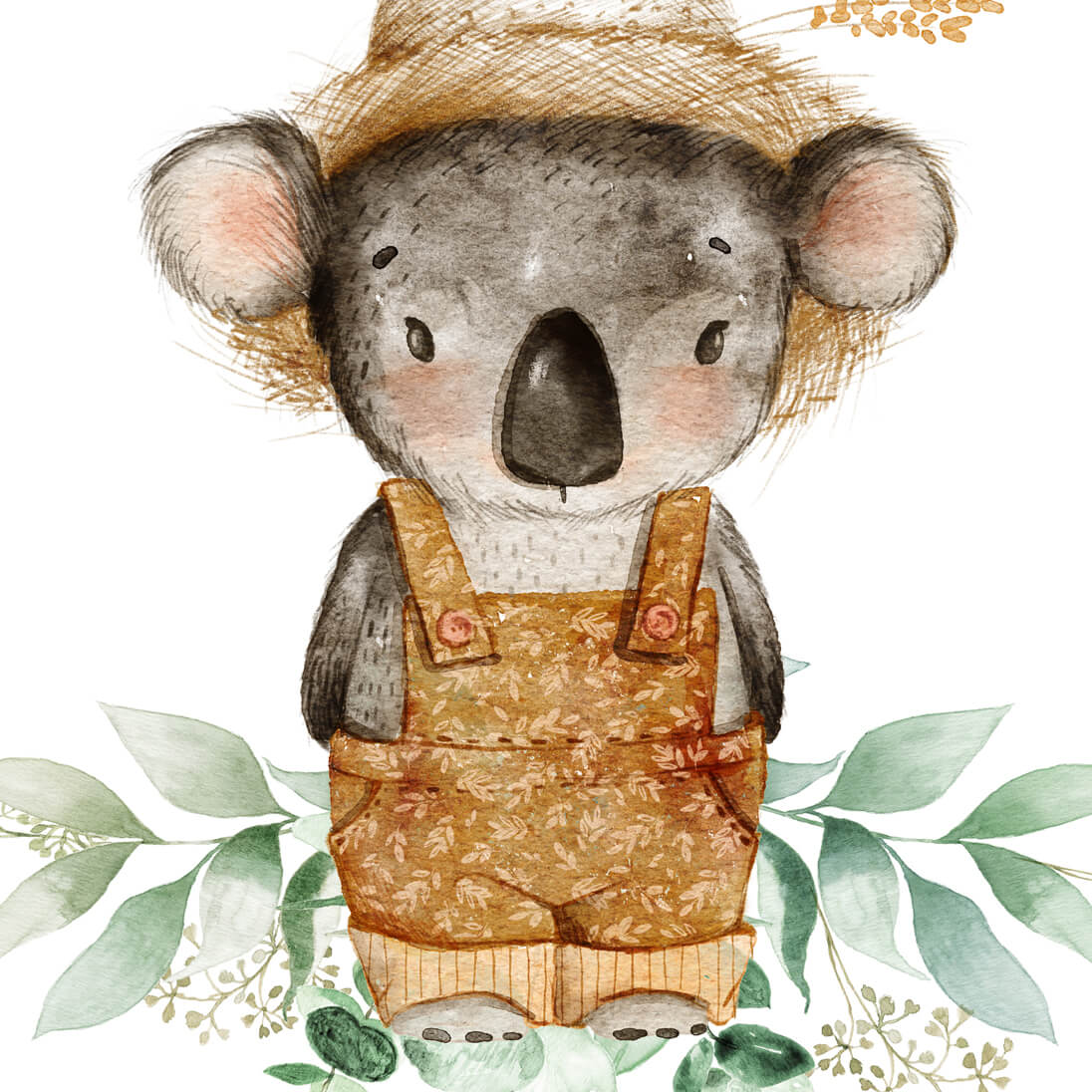 koala eucalyptus green tones nursery art