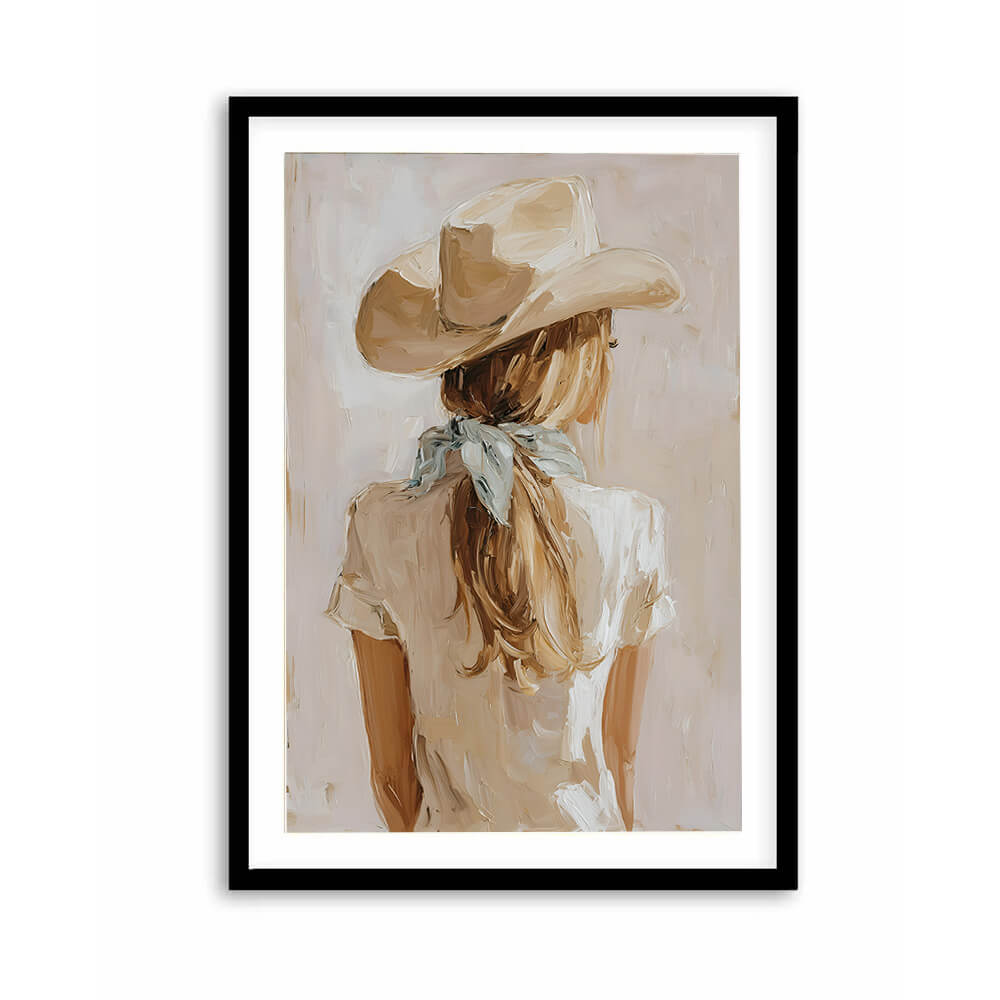 cowgirl minimalist neutral wall art print