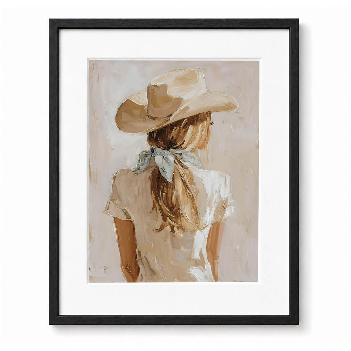 cowgirl minimalist neutral wall art print