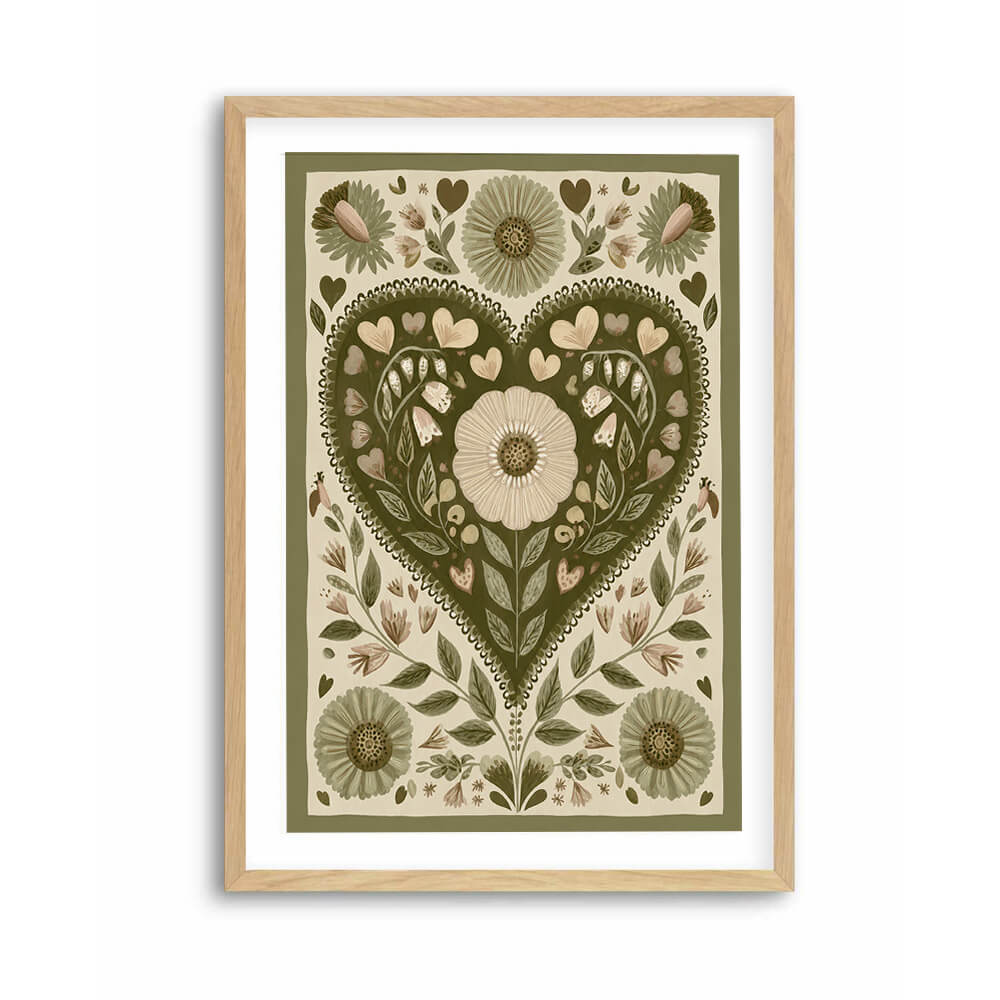 Cottagecore wall art featuring floral heart design